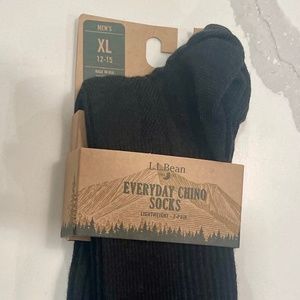 LL Bean Everyday Chino Socks in Black Size XL - Two pair per pack - 2 packs